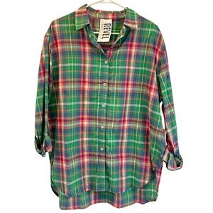 NWT La Miel Pop‎ of Color Plaid Button Down Shirt